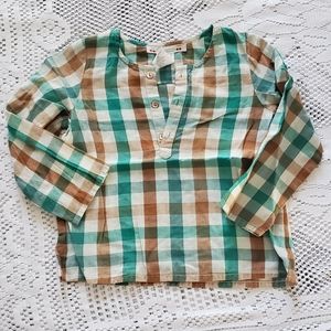 Bonpoint 🍒 madras tunic, long sleeve, 3 button